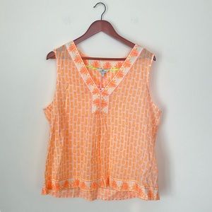 Vineyard Vines Womens Woven Pineapple Border Print Top Size XL